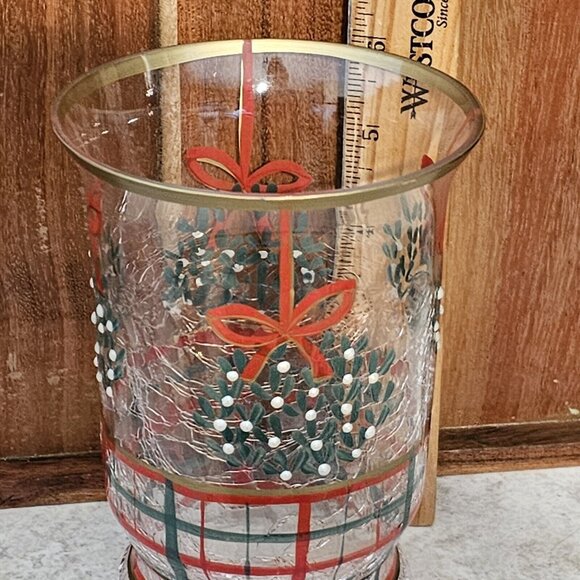 Fifth Avenue Crystal Mistletoe Hurricane Candle Holder 6" tealight votive New - Picture 9 of 15